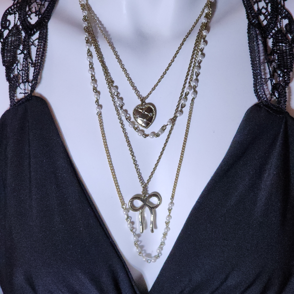 Elegant Gold Tone And Silver Tone Layered Necklace Claire's Layered Necklace